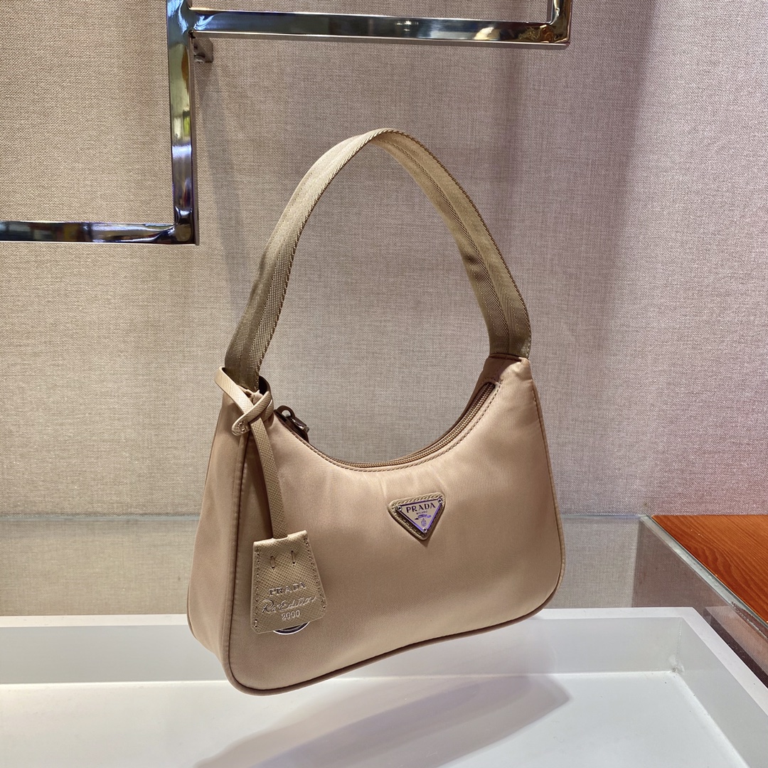 Prada Mini Re Nylon Re Edition 2000 Hobo Bag Handbag Desert Beige 1NE515